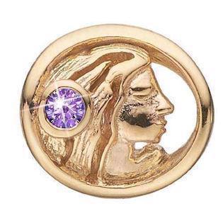Christina Collect forgylt sølv Virgo Zodiac med lilla stein (23. august - 22. september)